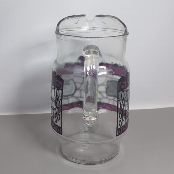 Coca-Cola Coke Glass Pitcher w/ Handle 9.5” Tall Purple Red - Picture 3 of 5